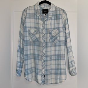 Rails blue/white plaid top- M